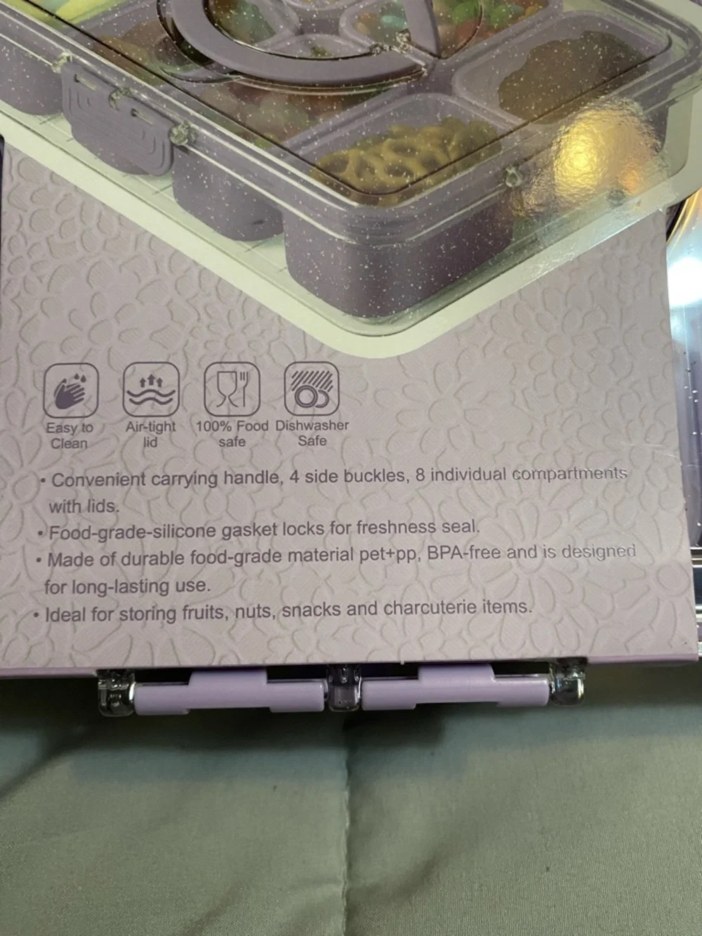 CWC Lavender Snack Box - 8-Compartment Food Storage - Picture 2 of 6